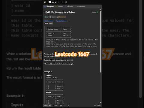 Leetcode 1667 in 30 Seconds | SQL 50 Challenge #sql #leetcodesql #sqlinterview #learnsql