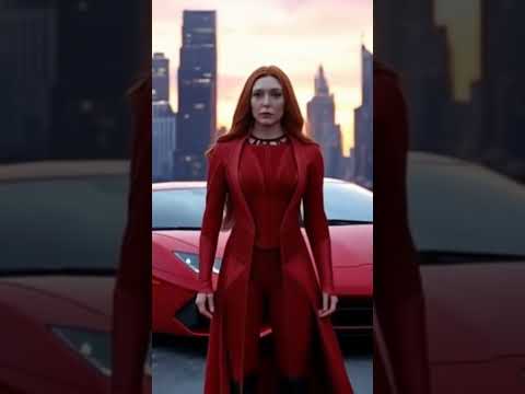 Scarlet Witch walks with power, her red car follows.🔥#ScarletWitch #MarvelShorts #HeroVibes #Shorts