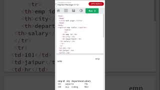 BCA / HTML/web development programming end employee table short/whatsapp stutas/Short.