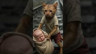 😢🙀 Cat saves the baby👶from Accident😥🚂