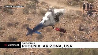 Hubschrauber-Rettung: Trage mit verletzter Frau dreht durch