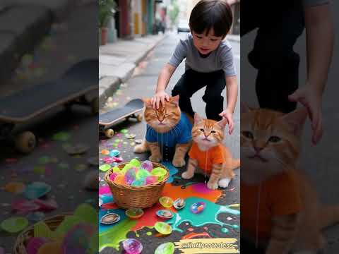 Kitten and mussel Adventure and a Memorable Journey 🐰✨ #fluffycattaless #viralvideo #shorts