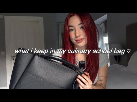 what's in my culinary school bag | everything i keep in my bag as a culinary student ♡