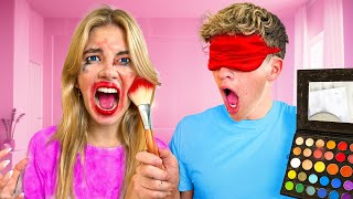 BLIND Folded Makeup Challenge!