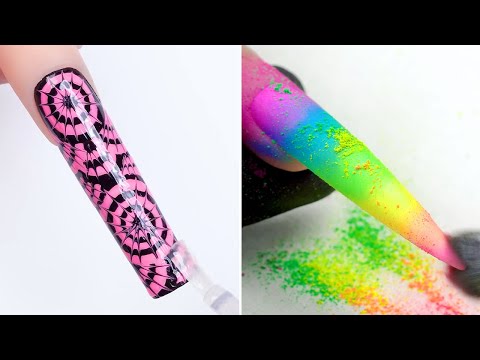 💅 Neon Powder Rainbow vs Optical Illusion Spider Web Nails 🌈✨ | Viral Nail Art Compilation 2025