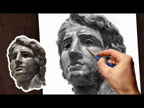 Stunning Pencil Art: Creating a Bronze Mask of Alexander the Great