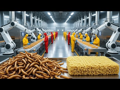 How Millions of Mealworms Are Crushed Down to Make Packets of Noodles | Inside Factory