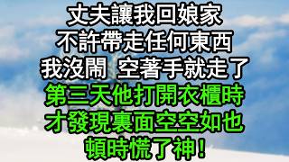 丈夫讓我回娘家不許帶走任何東西，我沒閙 空著手就走了，第三天他打開衣櫃時，才發現裏面空空如也，頓時慌了神！#深夜淺讀 #為人處世 #生活經驗 #情感故事