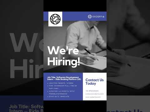Job Title: Software Development Intern – Ride Booking Platform #codertia #codingbootcamp #hiring
