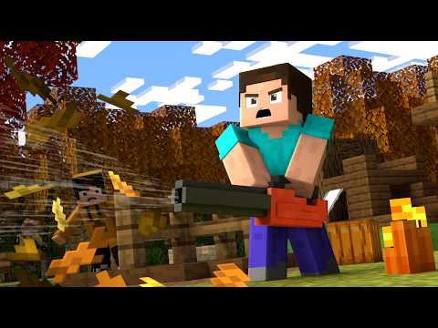 Steve's Leaf Blower Experiments: Autumn Chaos in Minecraft! 🍂💨 (Minecraft Animation)