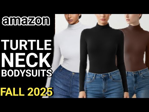 🔥10 BEST MOCK TURTLE NECK BODYSUITS FOR FALL 2025 ON AMAZON model try on haul
