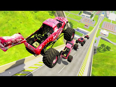 HT Gameplay # 33 | Monster Trucks vs Epic High Speed Jumps & Big Small Cars vs Speed Bumps Potholes