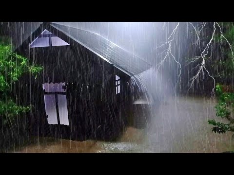 Have A Good Night's Sleep with Intense Rain & Thunder Rumbling on The Weak Metal Roof in the Night🌂🌟