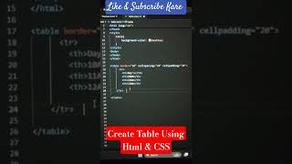 💞🚀HTML CSS Study Table Design in 30 Sec Easy Daily Project #coding #trending #shorts #viral #youtube