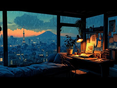 Rainy City Lofi Chill Beats ~ Cozy Night Study Music ~ Focus & Relax Instrumental