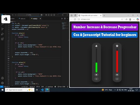 Number Increase & Decrease Progress bar using Css and javascript || Javascript and Css Coding.