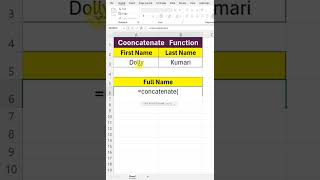 Concatenate Function in Excel | How to Use Concatenate Function   #excelfunction #exceltips