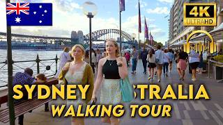 WALKING TOUR SYDNEY AUSTRALIA | Bustling City Streets at Easter | 4KUHD | Binaural Audio