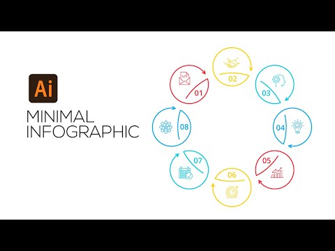 Line Cycle 8 Steps infographic Design: Illustrator Tutorial
