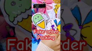 Fake order packing  💙🩷               #kawaii#fakeorder#packingorders#stickers#freegift#squishy