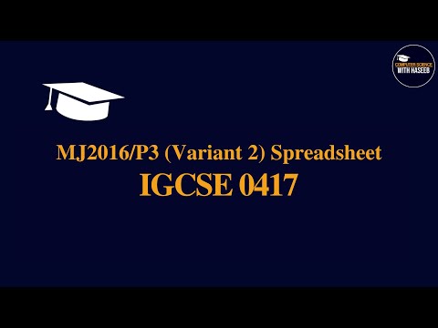 MJ2016/P3 (Variant 2) Spreadsheet