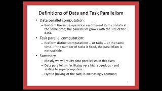 Definitions  of  Data and Task parallelism