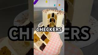 A CHECKERBOARD CAKE using 3 layers. So simple but so effective!
