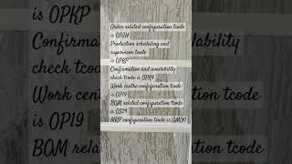 SAP PP configuration T codes #saperp #tcode #sapclasses #erp #erpconsultant #erpsoftware #consultant