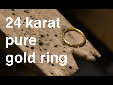 Pure 24 Karat Gold Thin Band, Handmade Fused Solderless 24k Gold Ring (no talking)(gold ring making)
