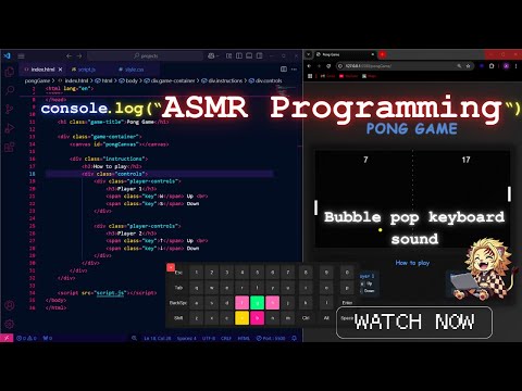 ASMR  Coding : Bubble Pop keyboard  sounds  | Building the Classic #pong