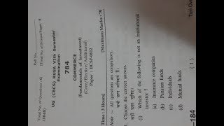 Fundamentals of Investments Bcom 6th semester Question paper