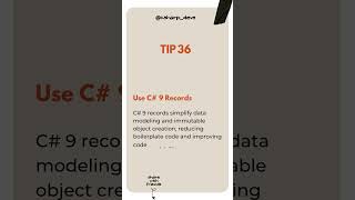 Tip 36 of 100: Use C# 9 Records  #coding #codinghacks #programminglanguage #csharp