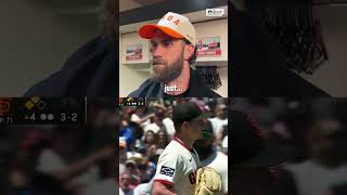 Bryce Harper responds to the benches clearing incident after the two pitches that were up and in 😳
