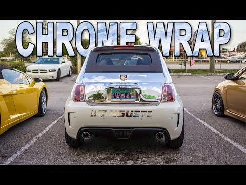 Fiat 500 Abarth partial chrome wrap by Florida Car Wrap