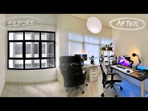 DIY Budget Tiny Home Office Makeover  |  99sqft room for 2-person