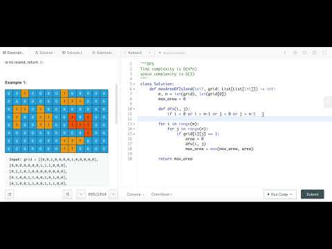 Max Area of Island - Leetcode 695 - DFS - Python