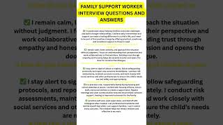 Family Support worker interview questions and answers (pass your interview) #interview #shorts