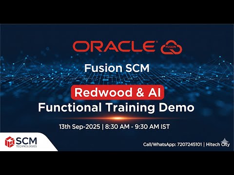 Demo Oracle Fusion SCM: 13th Sep @2025 Batch Starts on:15th Sep @2025⁩ #scm #technolo #oraclefusion