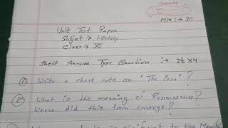 Medium = English Class=11th C Subject = History  Topic=unit test 2