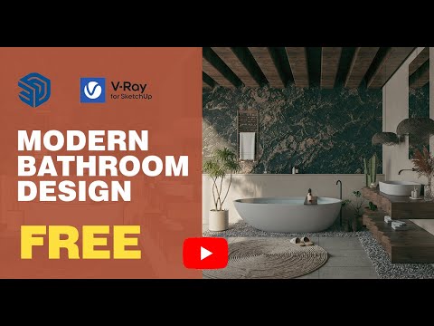 Sketchup bathroom design tutorial with v-ray realistic rendering #bathroomdesign