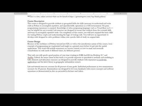 Python Programming for GIS: Rundown of Syllabus