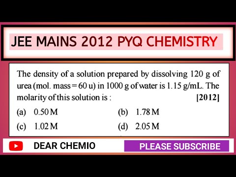 Jee mains 2012 PYQ। jee mains chemistry PYQ। jee mains 2024 । molarity।