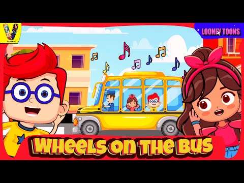 Wheels on the Bus | LOONEY TOONS Nursery Rhymes &  Preschool Songs