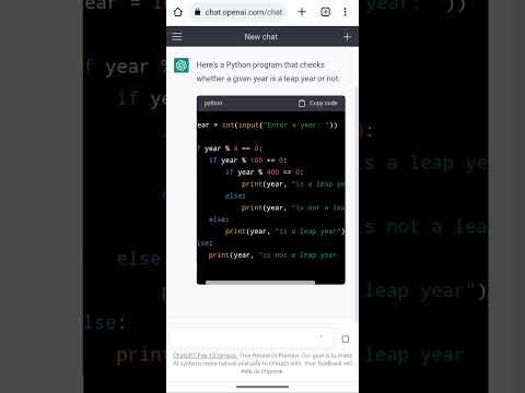 Python Program to Check Leap Year #pythontutorial #chatgpt #python #tutorial