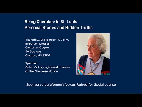 WVR Sept. 14 Program-Being Cherokee in St. Louis: Personal Stories and Hidden Truths