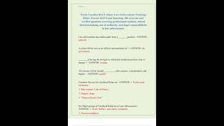 North Carolina BLET Basic Law Enforcement Training Ethics Newest 2025 Exam featuring 180 accurate an