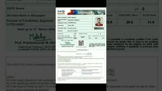 GATE exam Scorecard | GATE exam Certificate |#gateexam #gatelifesciences #successstory #motivation