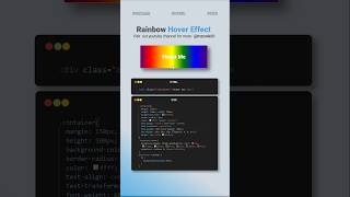 CSS Tips and Tricks:🌈  Rainbow Animation Hover Effect #css #coding #shorts #webdesign #cssshorts