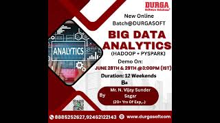 📊 Big Data Analytics (Hadoop + PySpark) - New Online Weekend Batch