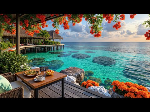 🕊️ Peaceful Floral Beach Café Jazz | Tropical Ambience & Chill Lounge Vibes for Work & Chill